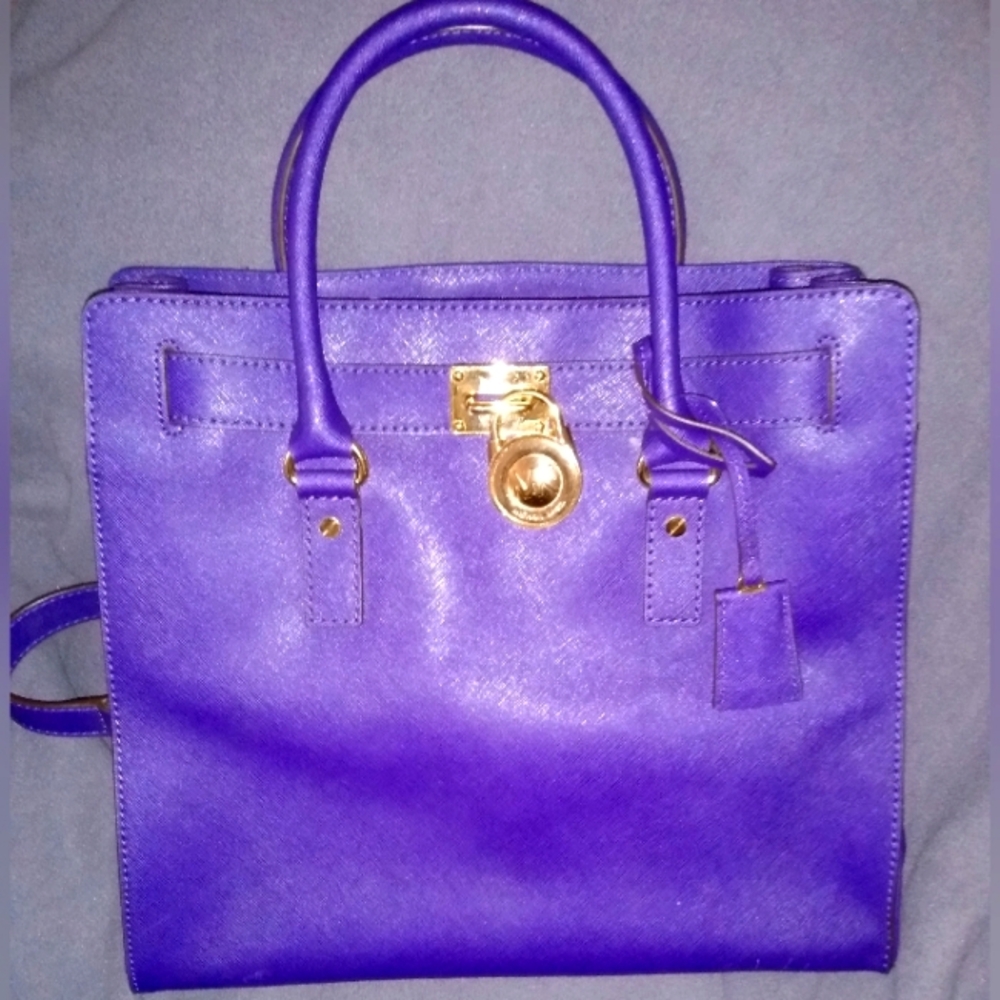 Michael Kors Large Hamilton Bag in Rich Purple w/ Gold